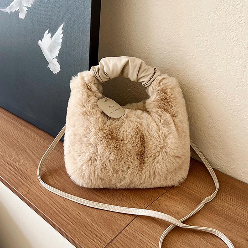 Borse a Spalla in Peluche per Donna Lusso Designer Morbida Busta Invernale da Donna Borsa a Mano Moda Femminile Borsa a Tracolla Sottobraccio