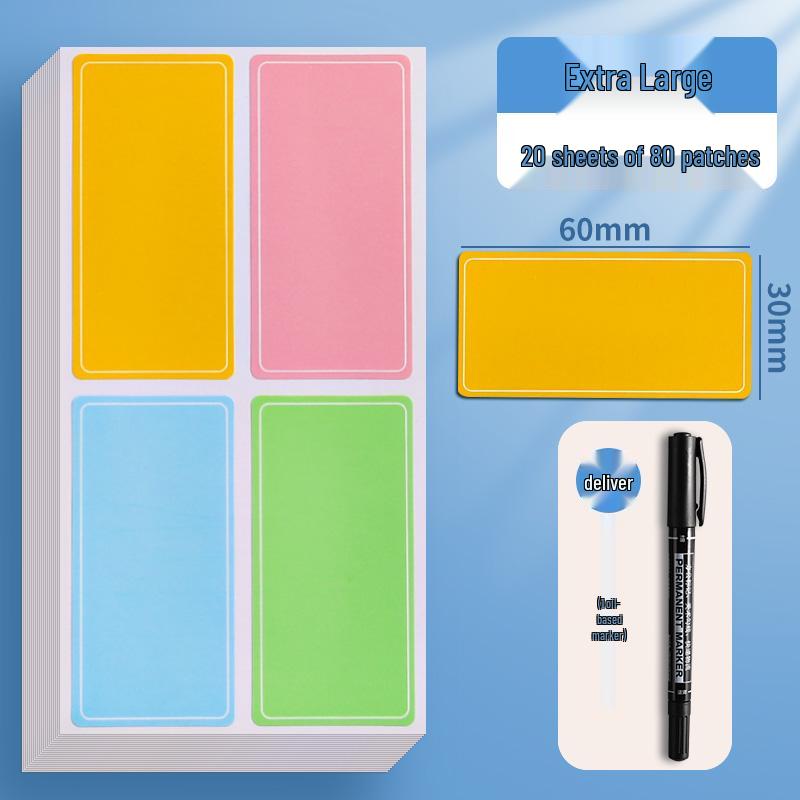 Waterproof Self-Adhesive Name Labels and Colorful Sticky Notes