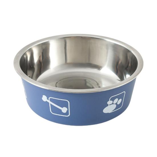 

Yousheng Pet Feeder Bowl Durable Non-slip Stainless Steel Thickened Dog Cat Food Bowl for Home S синий