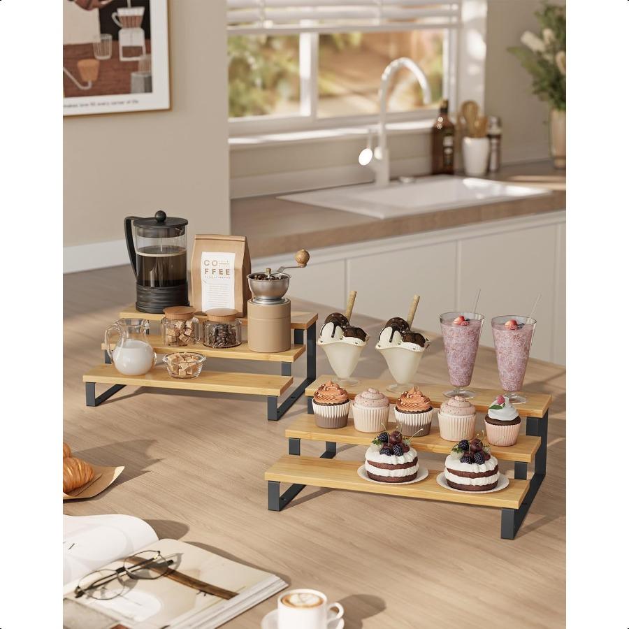 

Display Risers Set of 2 Engineered Wood Perfume Organizer Stand 3Tier Cupcake Stand Holder Spice Rack Shelf Risers for Figures United States