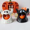 Halloween Ghost LED Candle Light Flickering Candle Lamp Black White Ghost Tealight Horror Table Decor for Party Haunted House