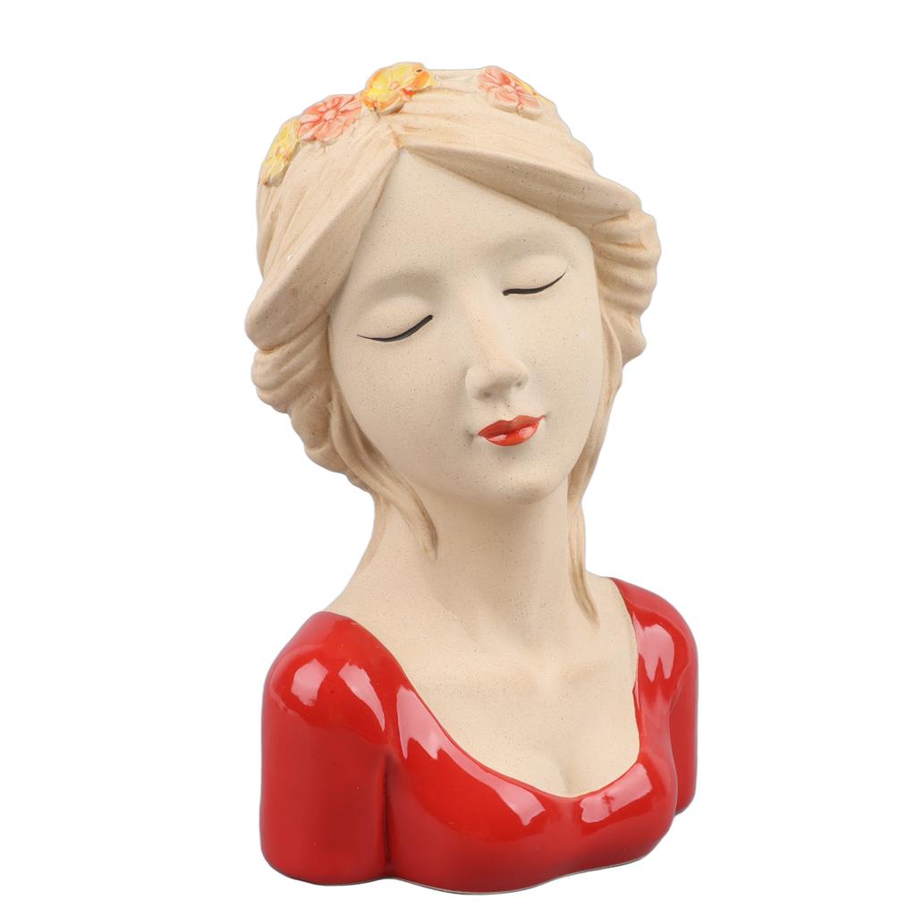 Modern Ceramic Face Vases Decorative Modern Shy Girl Flower Lady Head Vase for Unisex Plants Lover