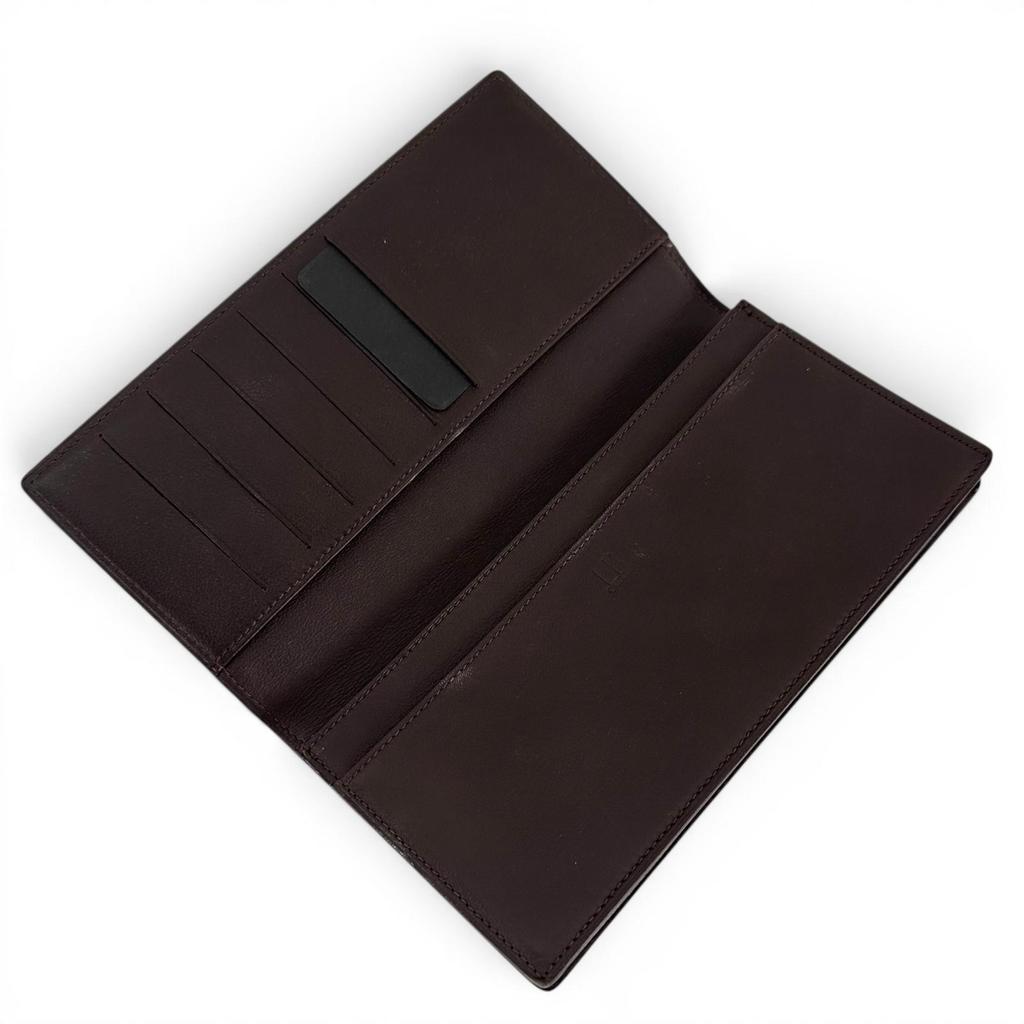 Pristine Dunhill Purse Bill Compartment Wallet Dark Brown Calf Leather Mens Used