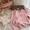 Girls' Puff Sleeve Heart Print T-shirt – Autumn/Winter Princess Top with Half High Collar, Korean Style. Available in Small and Large Sizes.