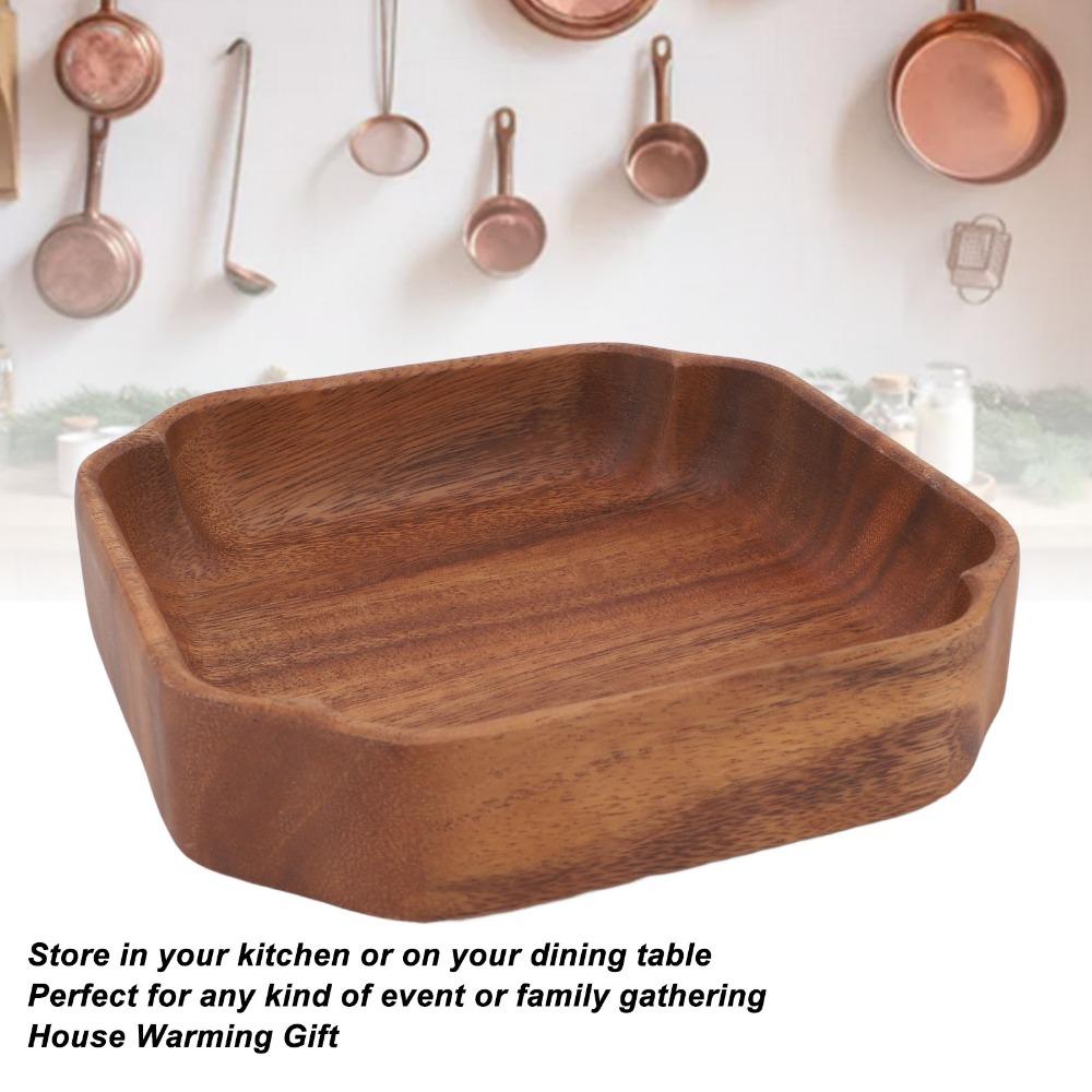 Wooden Food Serving Plate Smooth Fruit Tray Easy To Clean Salad Container  Home