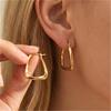 Stainless Steel Gold Color Geometric Design Twisted Square Hoop Earrings For Women Creative Young Girls Party Wedding Jewelry