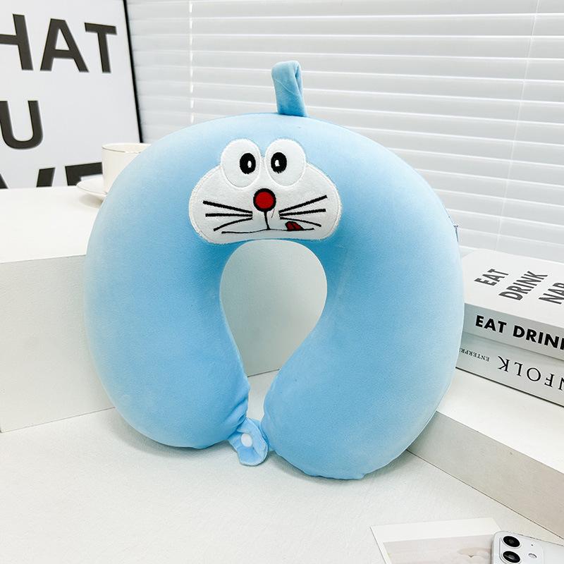 Cartoon Memory Foam U-Shaped Travel Neck Pillow for Airplane, Car & Student Use