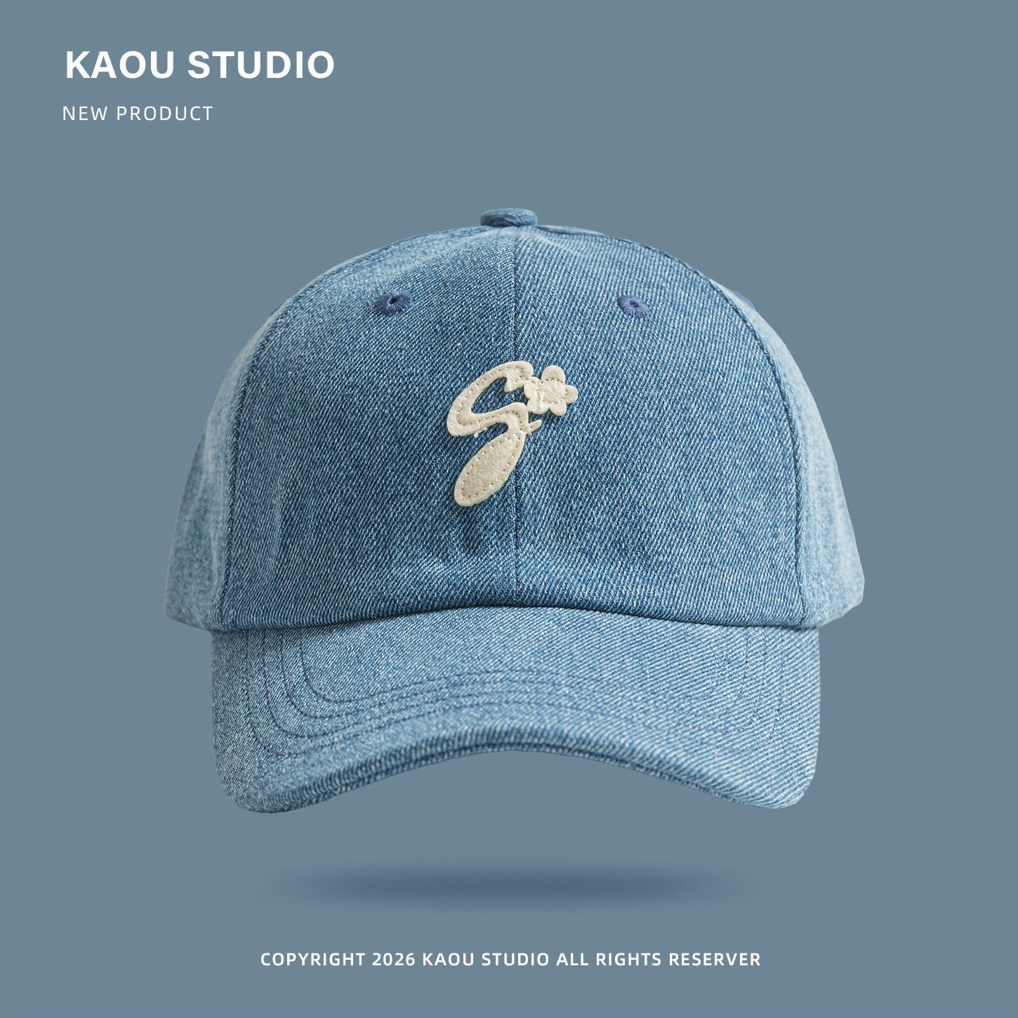 Spring Summer New Denim Baseball Cap Women s Retro Washed Denim Cap Embroidered Letter Sun Baseball Cap Men 55-60cm