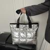Puffer Tragetasche Damen Gesteppte Schultertasche Glänzende Puffige Handtasche Leichtgewichtige Geldbörse mit Reißverschluss für Arbeit Reisen Fitnessstudio Einkaufen