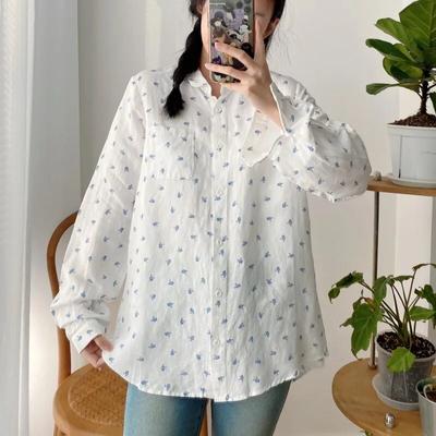 Top da Donna Camicie Estive Colletto Reversibile Vintage Casual Stampa Colletto Reversibile Largo Versatile Semplici Top