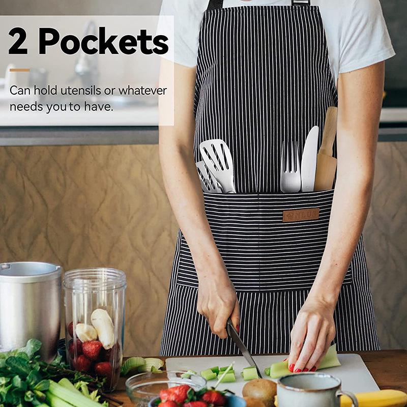 Delantal de Cocina Rayado Halter Unisex para Hogar y Personal de Comedor