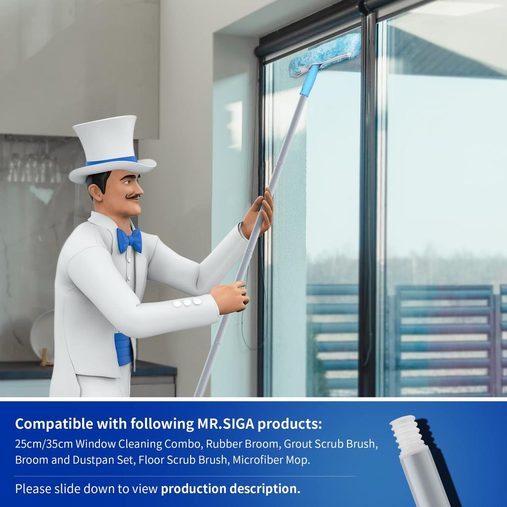 Telescopic Pole for Water Drain Professional Window Cleaning 138CM MR.SIGA 4-stage Squeegee, Wiper, Tool,