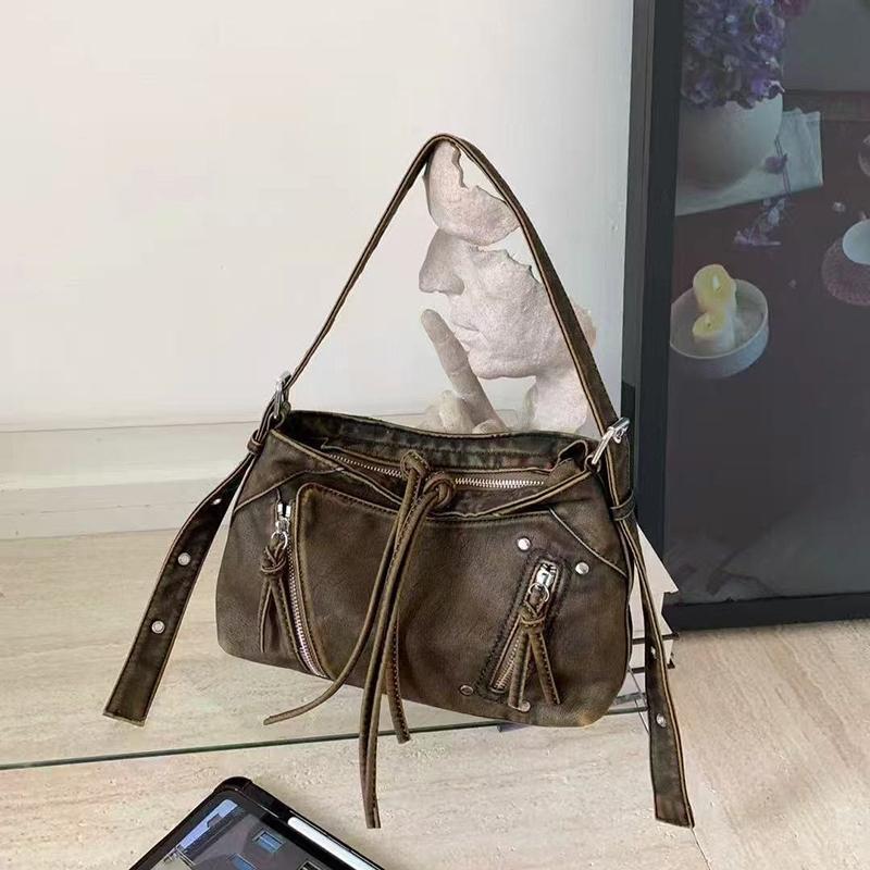 Fashion Tassel Underarm Bag Y2k Hot Girl Vintage Motorcycle Bag Tassel-decorated Women's Handbag Casual Versatile Commuter Bag