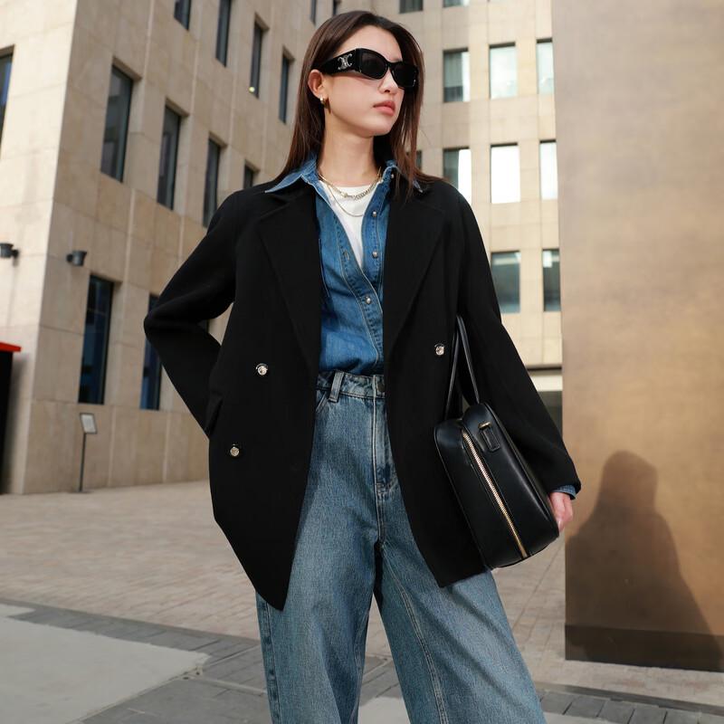 

Sancai Женское пальто большого размера из 100% шерсти двустороннее средней длины 2XL 175/100B