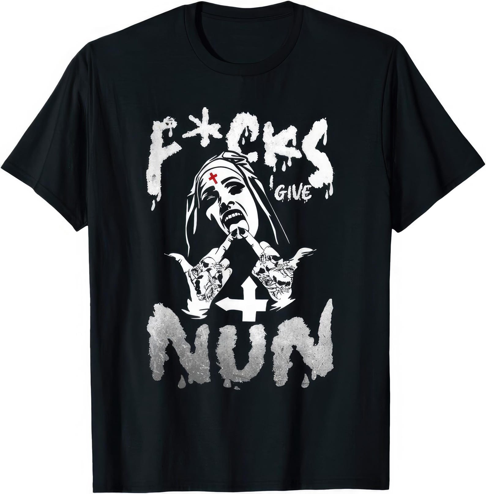 Fucks Given Nun T shirt, Gothic Graphic Tee 2XL