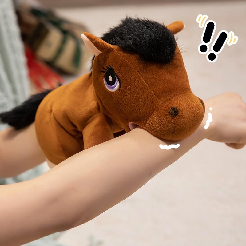 28cm Kawaii Hand Plush Horse Toy Puppet Stuffed Pillow Soft Animal Creative Gift for Kids Birthday Party Game