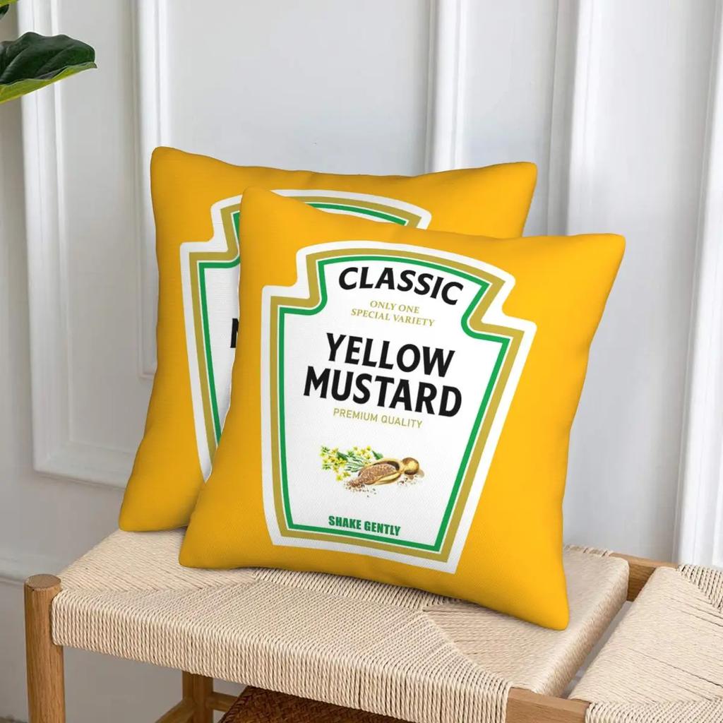 Mustard Mayo Ketchup 2 Pcs Square Pillowcase Pillow Cover Cushion Zip Decorative Comfort Throw Pillow For Home Car