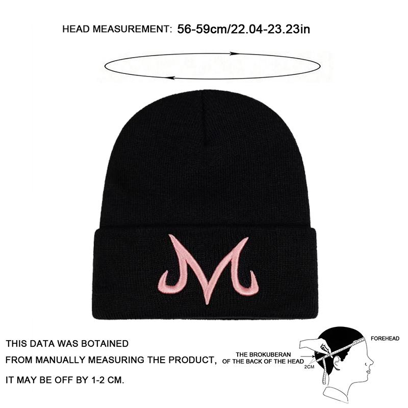 Unisex M Letter Embroidery Beanies Hats Autumn Majin Buu Winter Warm Hat Hip Hop Caps For Women Men Cotton Skull Bonnet Hat
