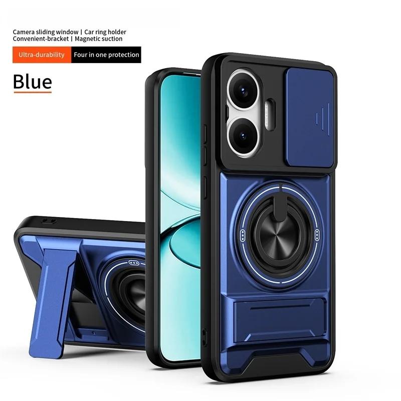 Für Xiao Poco F7 5G Hülle Rüstung Schiebbarer Kameraobjektivschutz Funda Für Poko Little F7 F 7 PocoF7 5G Magnetischer Ringständer Halter Abdeckung