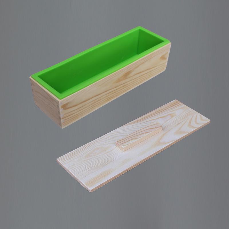 Rectangular Silicone Soap Mold & Wood Box for DIY Cold Process Soap Making (1200g Capacity)