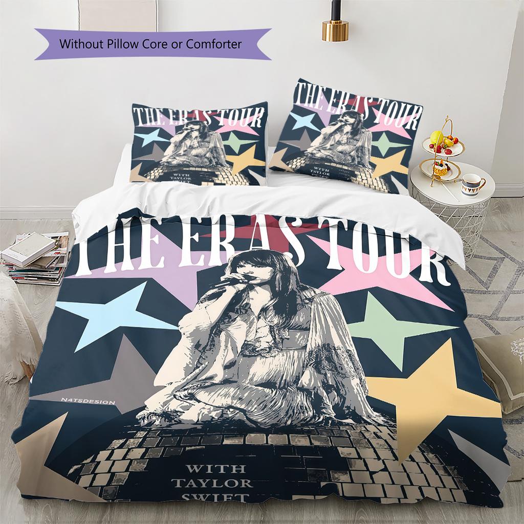 Famous Singer  Pattern Bedding Quilt Set Quilt Cover Pillowcase Home Decoration Birthday Gift (1 * Duvet Cover + 2 * Pillowcase, Without Core)