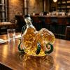 Yousheng Octopus Shaped Whiskey Decanter, 3D Blown Glass Wine Bottle with Stopper, 400ml Handmade Lead-Free Barware, Creative Bar Decor Gift for
