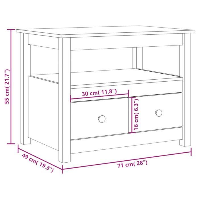 VidaXL Coffee Table Black 71x49x55 Cm Solid Pine Wood 820940