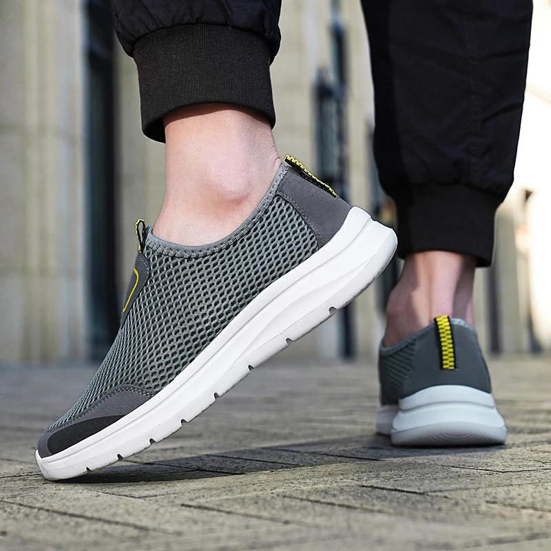 BKQU Sommar Herrskor Andningsbara Meshskor Lätta Vandring Promenad Casual Skor Slip-On Körning Herr Loafers
