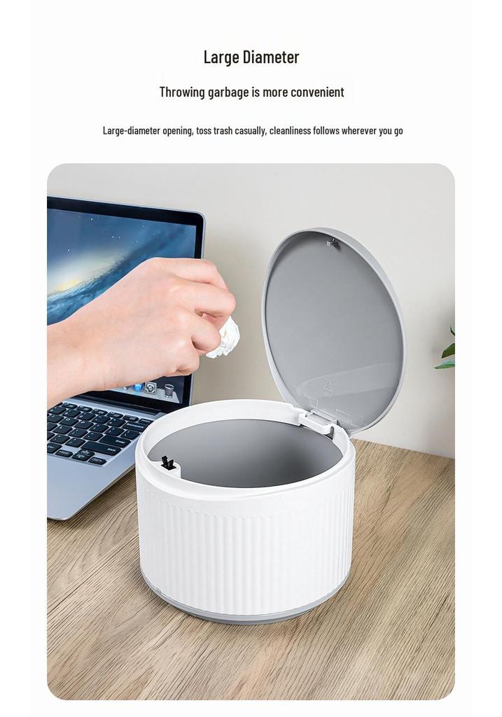 Home Story Mini Desktop Trash Can with Lid for Bedroom or Dining Table