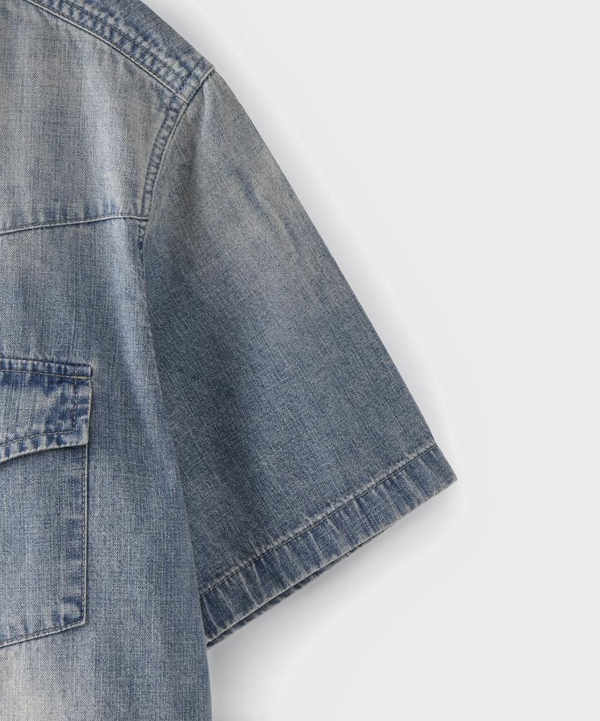 Beulaendideu Western Denim Half Shirt [Light Blue]