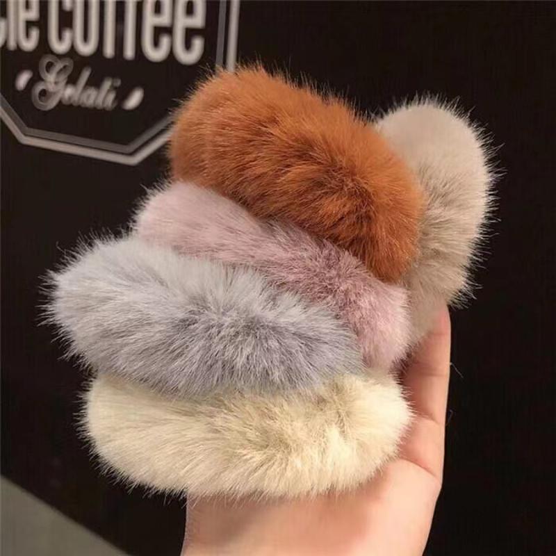 Cute Cartoon Rabbit Hair Rubber Bands Kids Girls Winter Plush Elastic Hair Ties Scrunchies Women Headwear Hair Accessories Gift
