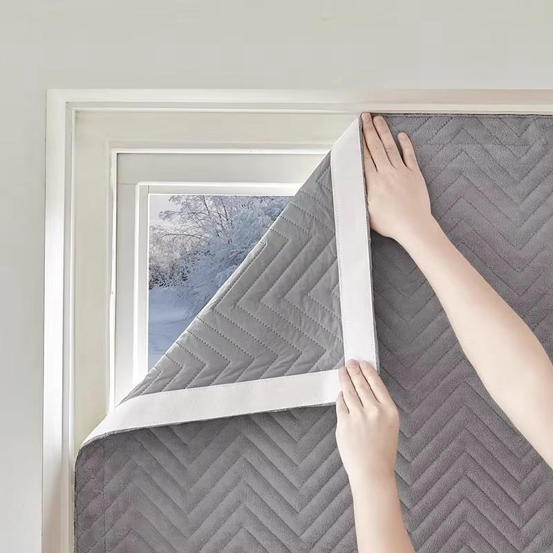 

1pc Nordic Winter Cotton Thickened Velcro Curtain Sheet Finished Living Room Bedroom Balcony Only one side has Velcro 26inch x 42inch&Velcro сірий