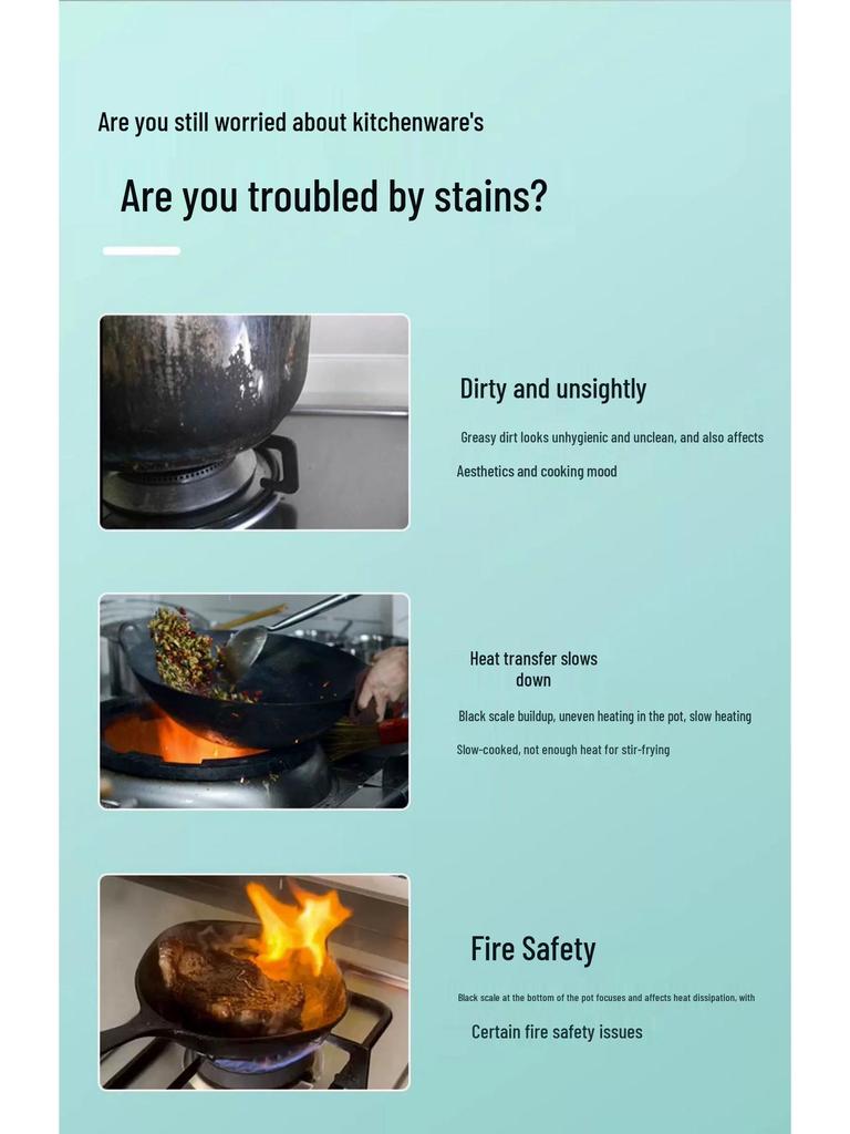 Pot Bottom Black Stain Cleaner Gel for Cast Iron & Stainless Steel Cookware