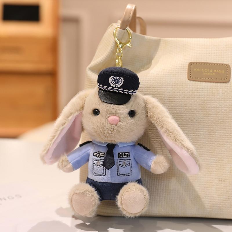

Stuffed Rabbit Bear Plush Toy Cartoon Animals Dress Up As Police Officer Firefighters Traffic Police Gentle Bunny Doll Gift 16cm