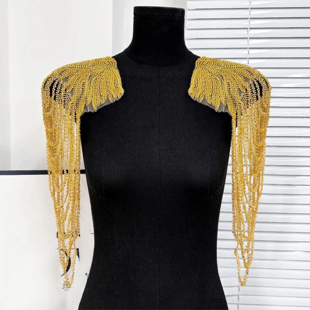 2Pcs Long Tassel Chain Sequin Shoulder Ornaments Glittering Shoulder Wrap  Stage Performances