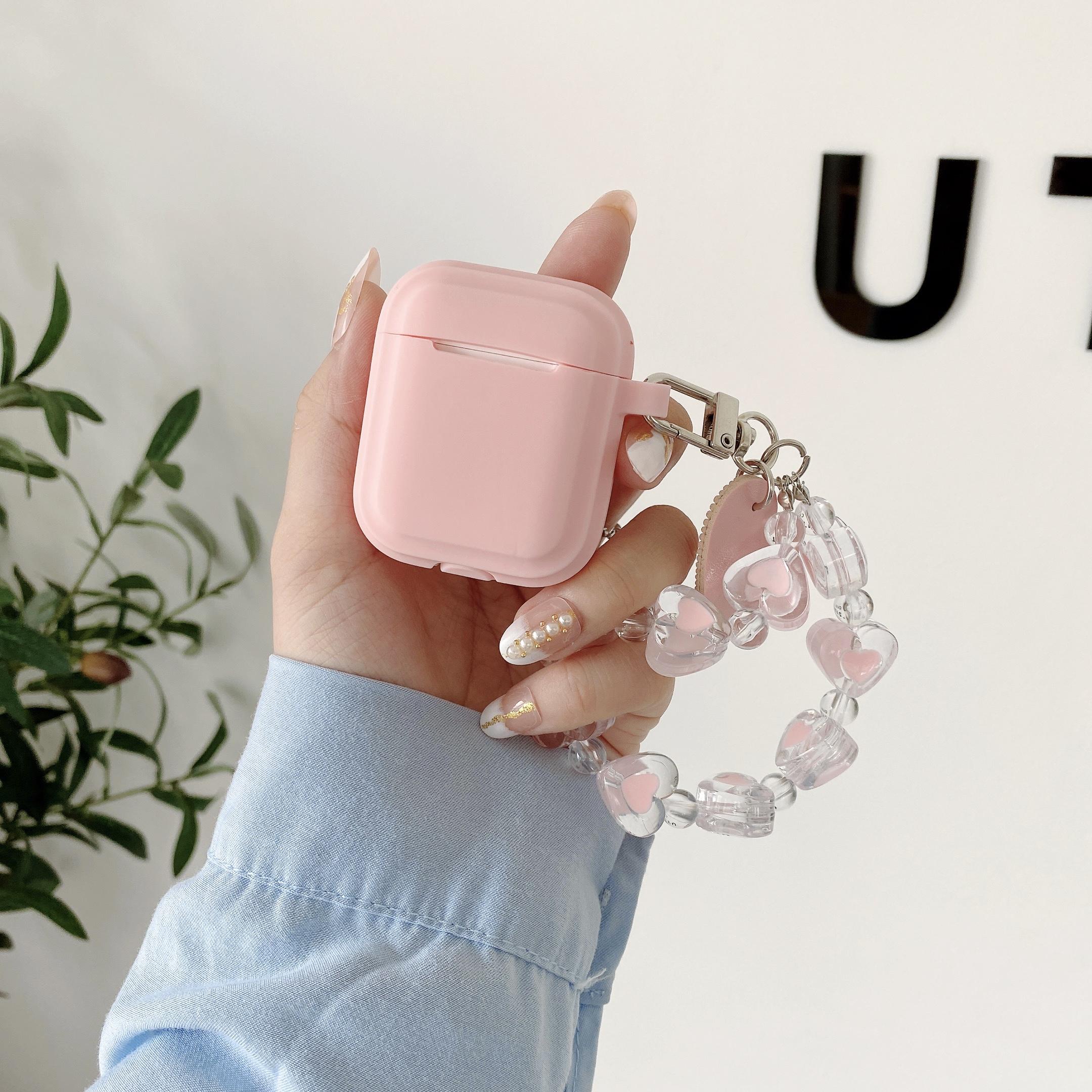 

Для airpods pro/airpods 2 чехол милый фиолетовый однотонный чехол для наушников с цепочкой airpods силиконовый чехол с героями мультфильмов airpods 3 сумки AirPods or AirPods2 розовый