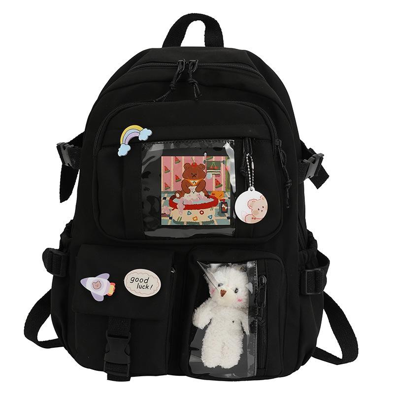 

New Korean-Style Harajuku Backpack: Lightweight, Large Capacity, Casual & Versatile School Bag Bag Only чёрный