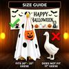 Illuminated Halloween Prop Lighted Ghost Porch Goose Outfit And Flag Set for 23 Inch Statue, Outdoor Yard Ornament Spooky Clothes with Pumpkin Bucket