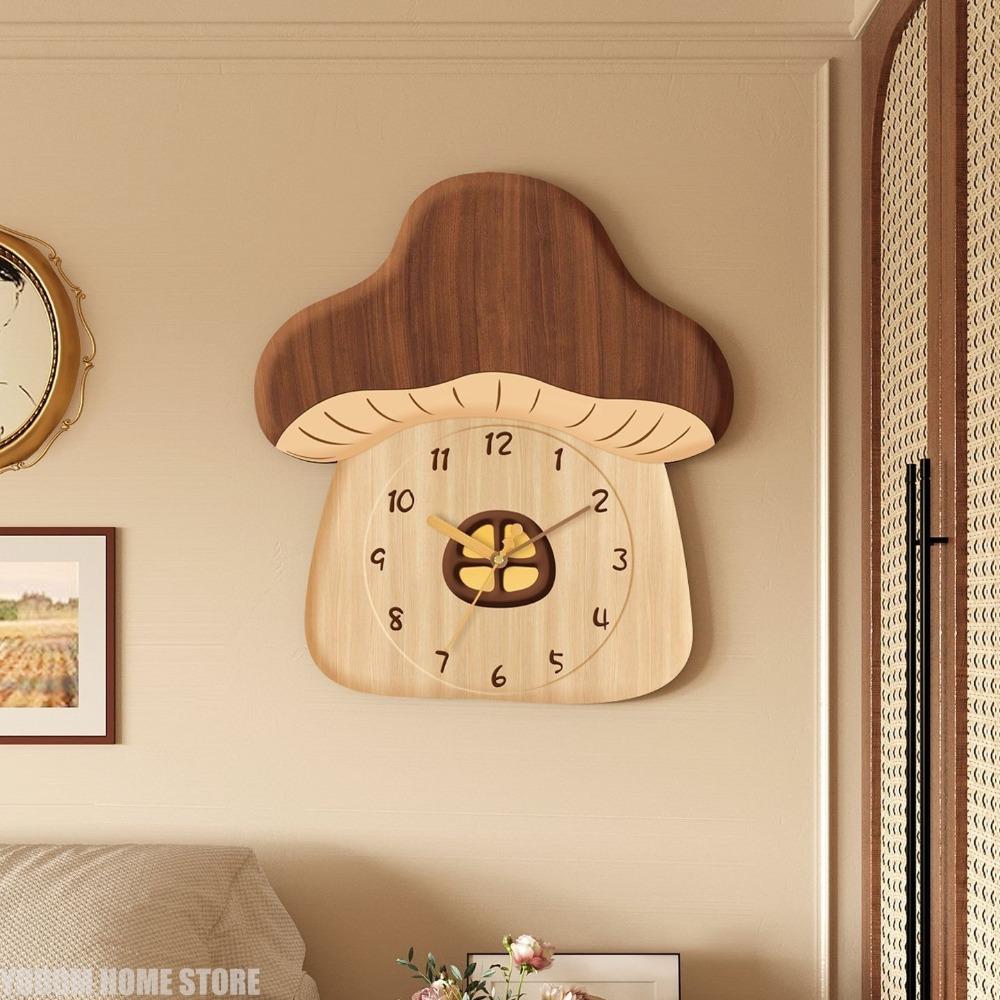 Cartoon Mushroom House Swing Clock - Quiet Home Decorative Wall Clock for Living Room New Creative Design