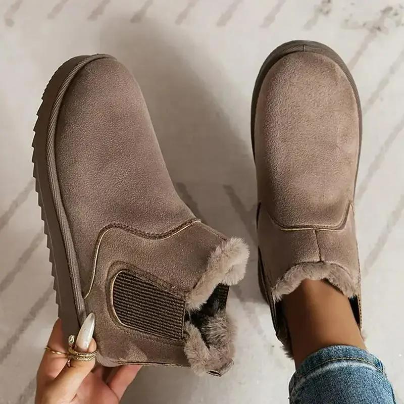 Women Ankle Boots Fur Flats Platform Designer Shoes Plush Warm Snow Boots Women Luxury Outdoor Casual Shoes for Women