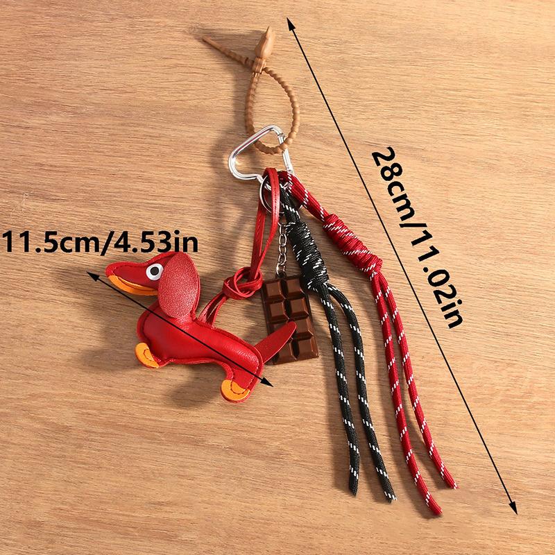 Yogodlns 1 buc. Pandantive pentru geantă de mână pentru femei, vintage, din piele PU, cu farmece în formă de câine teckel și ciocolată, accesorii pentru genți