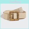 Summer Womens Ethnic Style Pp Raffia Straw Belt With Bamboo Buckle For Casual Wear