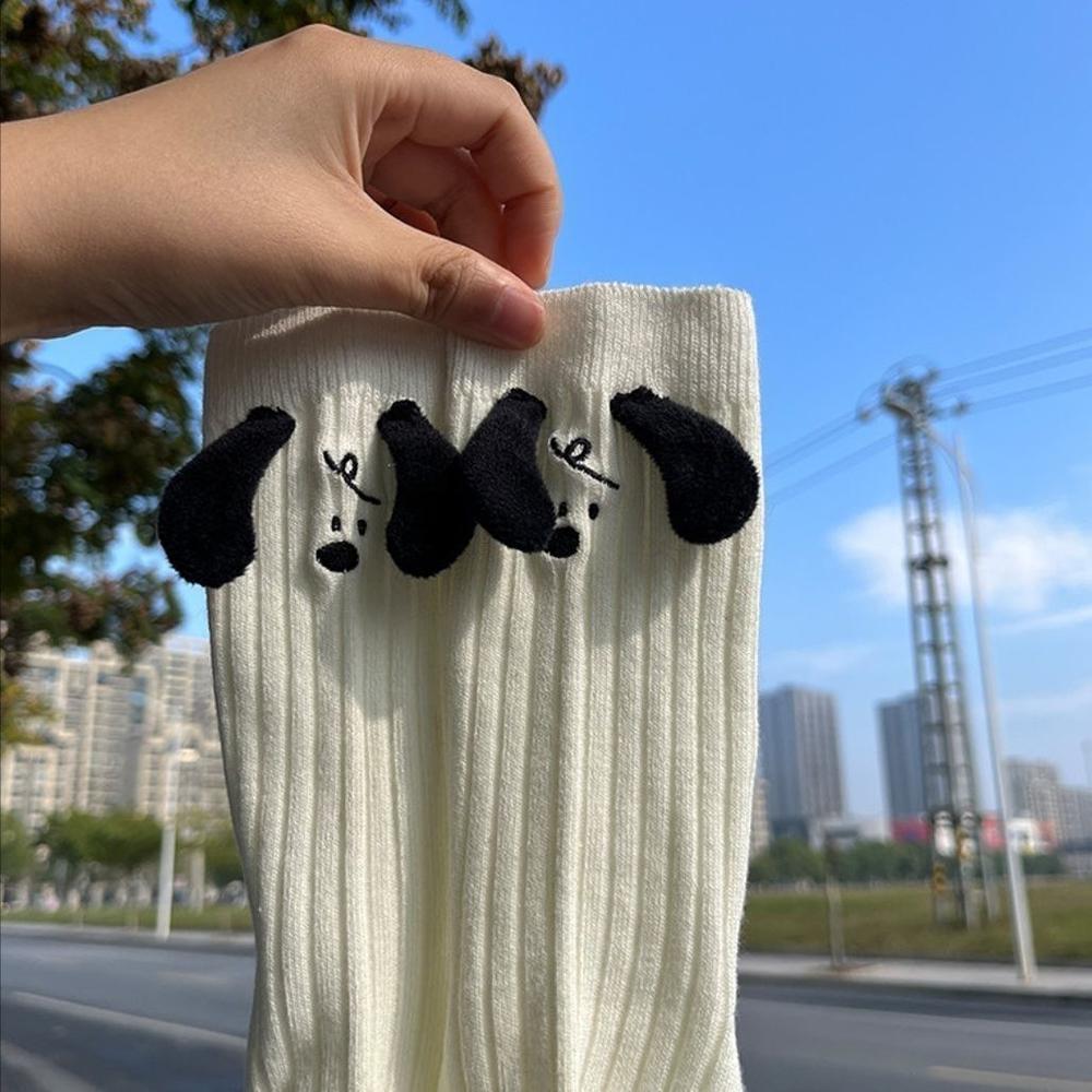 1 Pair Women Cartoon Tube Socks Fashionable Versatile Decorations Cute Cartoon Dog Ear Decorations Comfortable Casual Socks