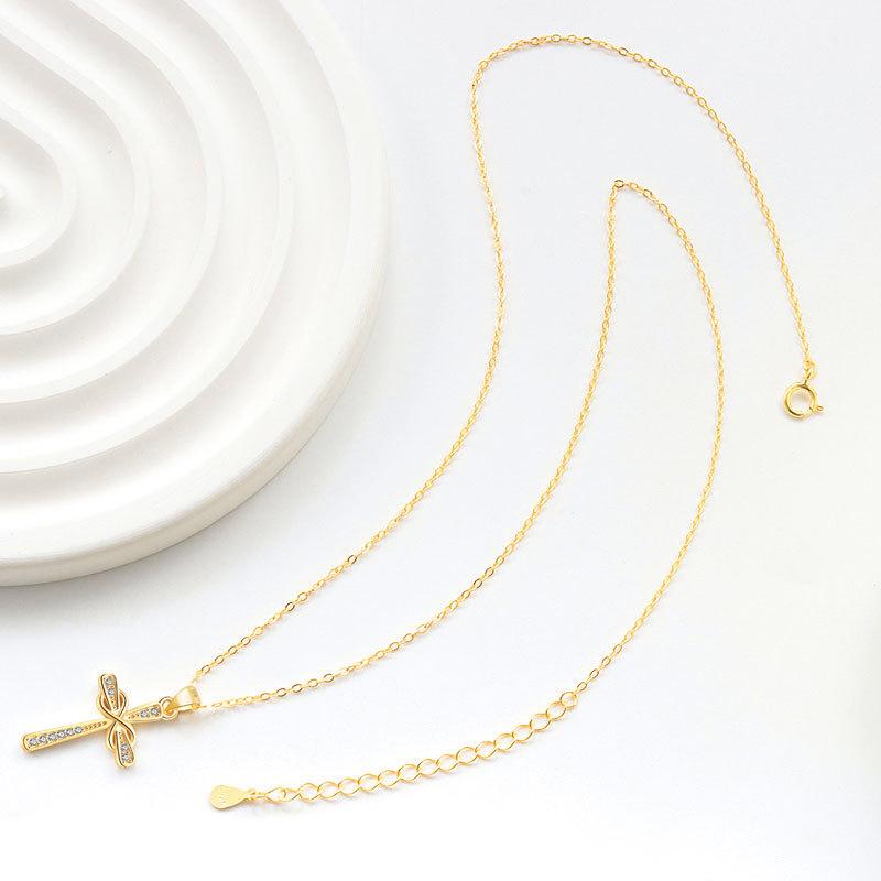 925 Sterling Silver Simple "8" Style Vintage Cross Pendant Necklace For Women Choker Chain Wedding Engagement Party Jewelry Gift