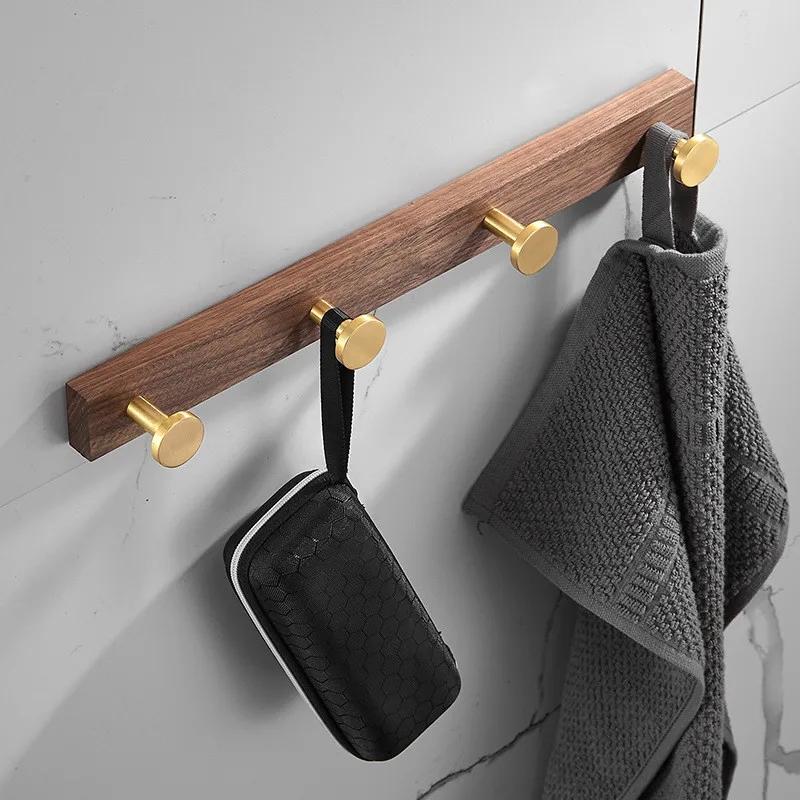Tuqiu Robe Hook,Clothes Hook,Towel hanger, Wood and Aluminum Towel Hooks kitchen hooks Brushed gold bathroom accessories