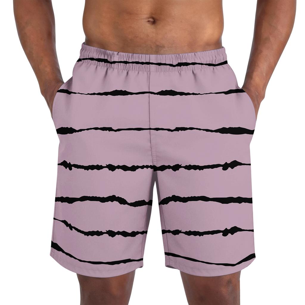 Herren Freizeit Trend gestreifte bedruckte kurze Hose - Leichte und atmungsaktive Herren Sportshorts