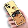 Cute Cartoon Capybara Phone Case For Apple iPhone 12 13 Mini 11 14 15 Pro Max 7 8 Plus X XR XS SE 2020 2022 Black Silicone Case