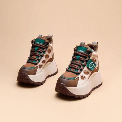 Scarpe da Donna Scarpe Plus Velluto, Scarpe Sportive Casual Alte da Donna, Scarpe da Papà Invernali Versatili con Suola Spessa, Scarpe di Cotone Antifreddo