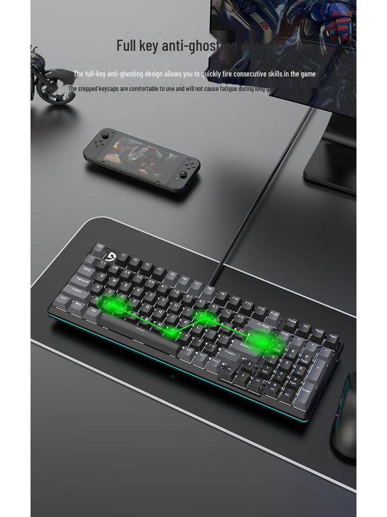 Fuller K99 Kabelová mechanická herní klávesnice: Univerzální klávesnice s 99 klávesami pro stolní počítače, notebooky, kancelář, e-sporty a internetové kavárny.