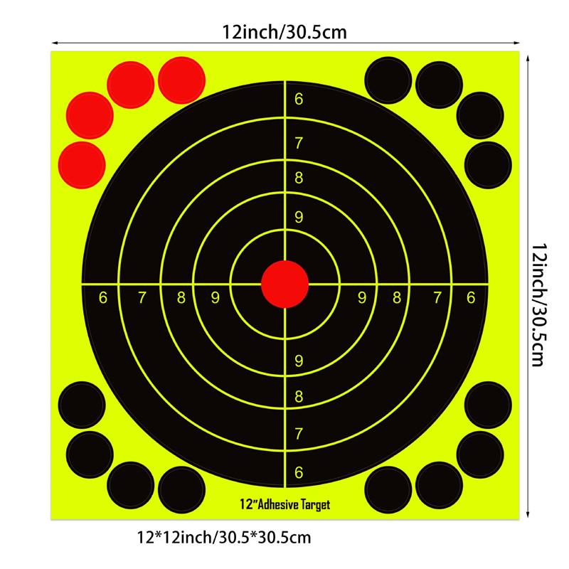 A6 25 Blatt/Packung 8 Zoll Helles Fluoreszierendes Gelbes Splatter-Ziel-Aufkleber - Haftende Reaktive Schießziele